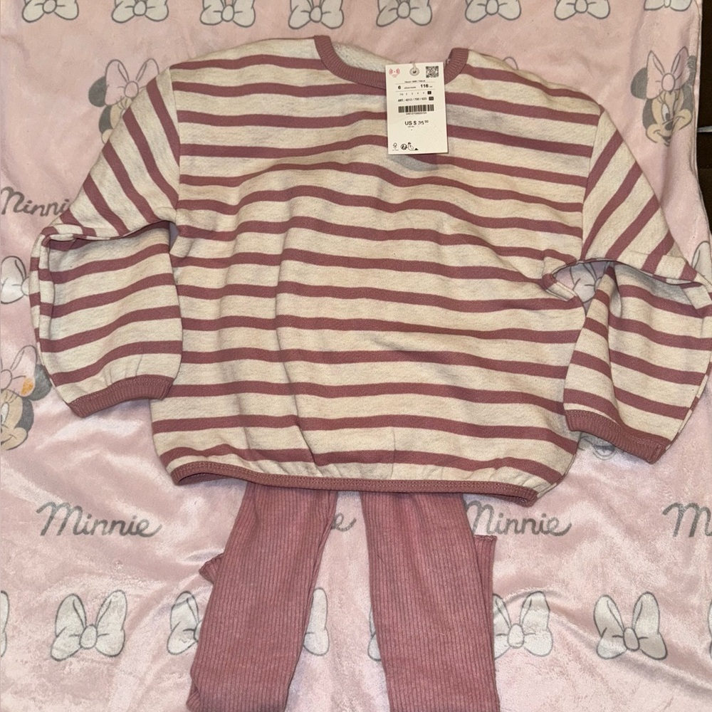 Striped Pink and White Sweater Set